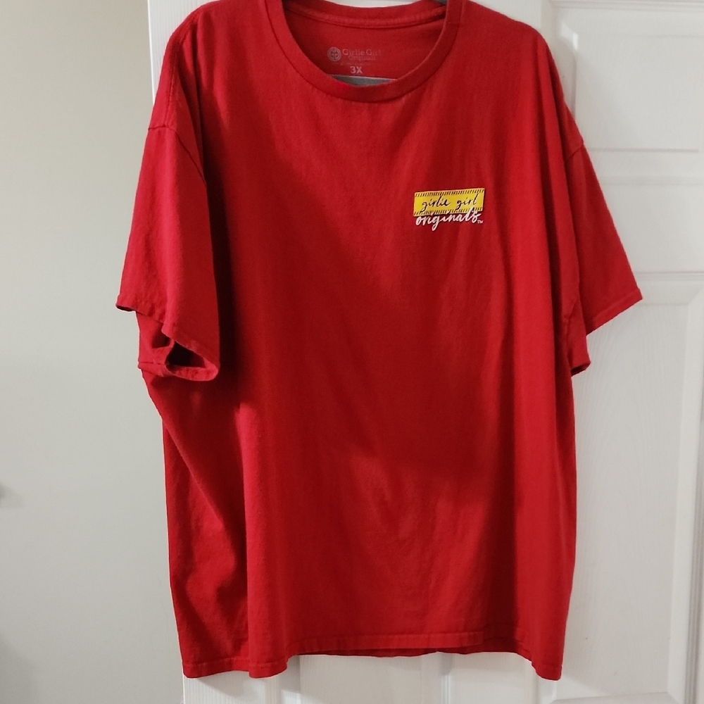 Red Short Sleeve Tee with Graphic Detail